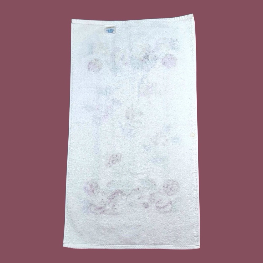 VTG Springmaid Made USA Hand Towel 90s Cottagecore Retro Pink Roses Blue Stripes - Picture 8 of 10